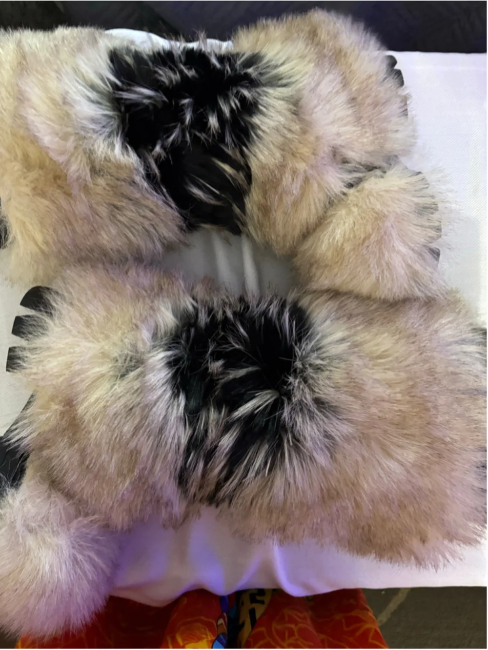 Women's Azalea Wang Fur Winter Boots, Beige and Black